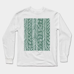 Abstract herringbone pattern - white and sage Long Sleeve T-Shirt